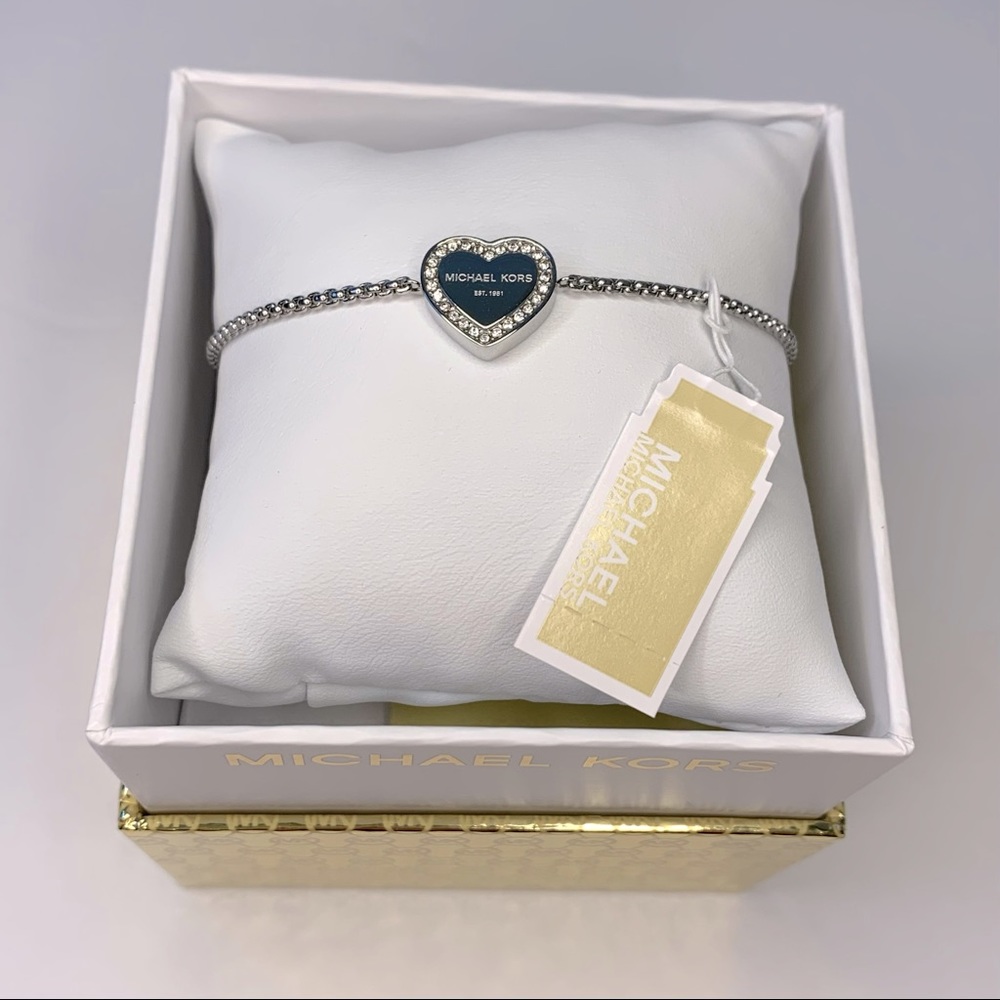 Michael Kors Silvertone Pavé Heart Slider Bracelet